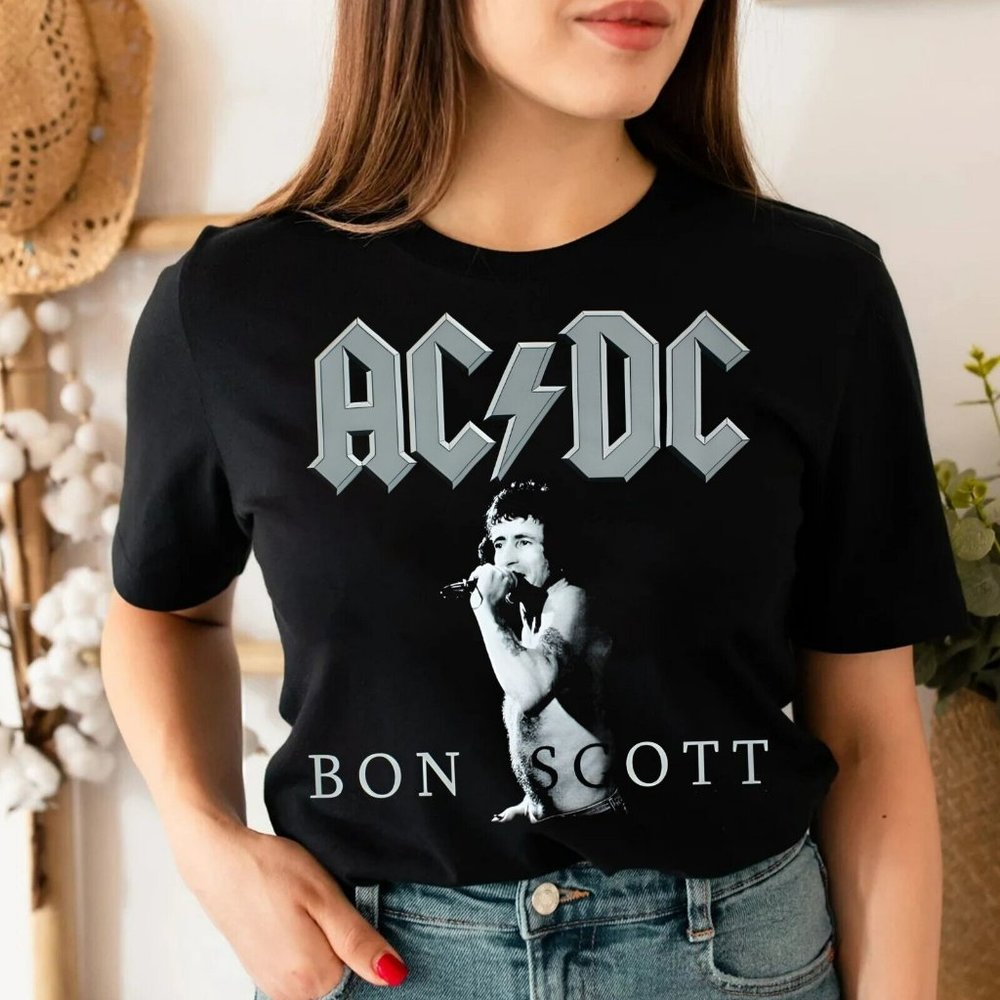 Bon Scott Acdc New Rare Black S-234xl Tee Tt108